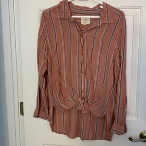 American Eagle Oversized Striped Button-up